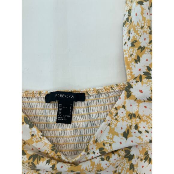 Forever 21 women's Yellow Green White Floral Short Sundress Size Small - Picture 2 of 3